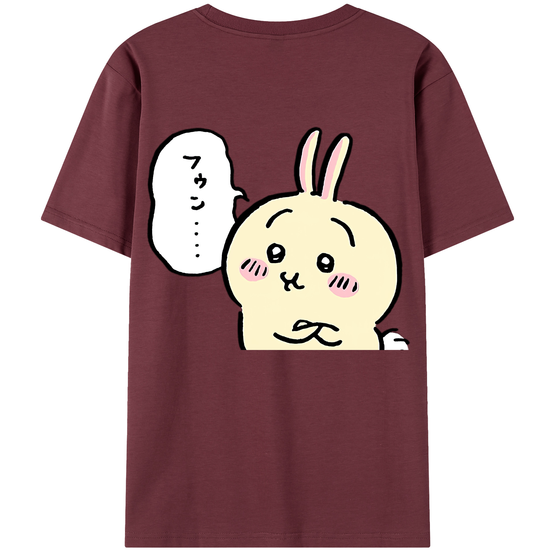 （画像用） ちいかわ うさぎ Chii-kawa usagi 綿100％半袖Tシャツ（背面プリント）